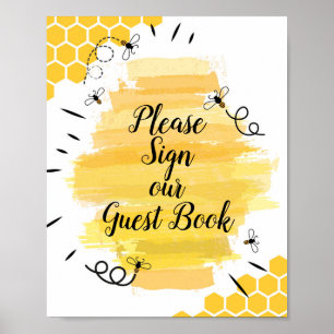 Waterverf Beeld Gelieve ons gastboek te onderteken Poster
