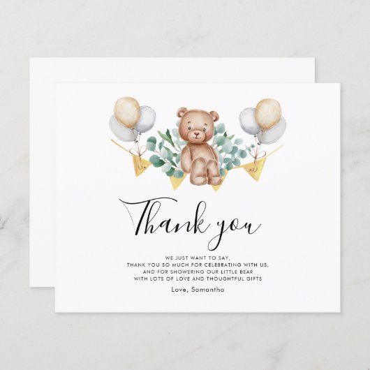 Waterverf Beer Baby shower Dank u kaart (Voorkant / Achterkant)