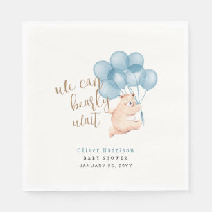 Waterverf Beer Blauwe Balloon Baby shower Classic Servet