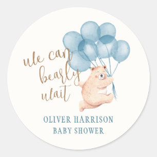 Waterverf Beer Blue Balloon Baby shower Ronde Sticker