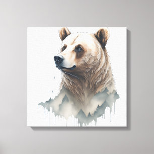 Waterverf Beer Canvas Afdruk