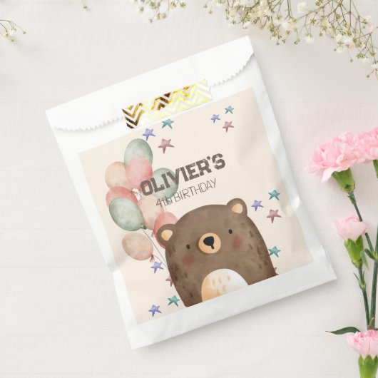 waterverf beer met ballonnen verjaardag Favor Bag Bedankzakje (Gezegeld)