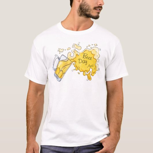Waterverf Beer Splashing voor bierdag T-shirt (Voorkant)