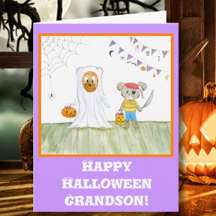 Waterverf Beertjes Fijne Halloween Kleinzoon Kaart