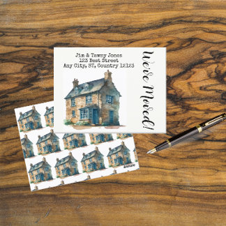 Waterverf beige Cobblestone Cottage Elegant Briefkaart