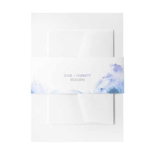Waterverf Belly Bands Wedding Invitation Uitnodigingen Wikkel (Voorkant Voorbeeld)