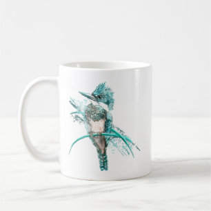 Waterverf Belted Kingfisher Bird Animal Koffiemok