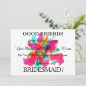 Waterverf Ben je mijn bruidsmeisje? Uitnodiging (Staand voorkant)