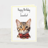 Waterverf Bengaalse kat Verjaardag Kaart (Voorkant)