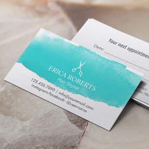 Waterverf benoeming Hair Salon Haarstylist Afsprakenkaartje
