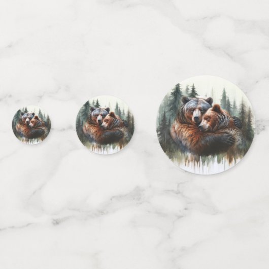 Waterverf Beren rustieke wildernis bruiloft Confetti (Voorkanten)