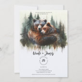 Waterverf Beren rustieke wildernis bruiloft Kaart (Voorkant)