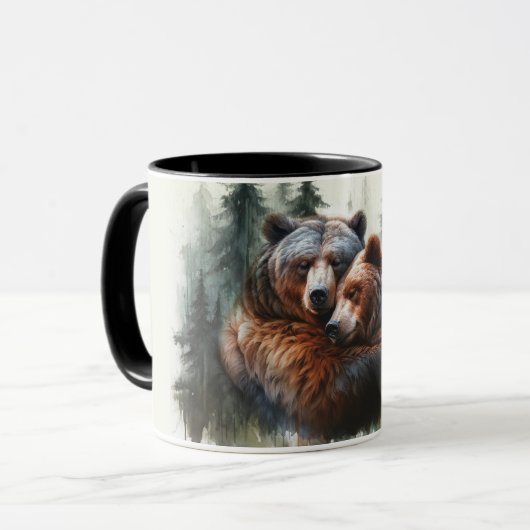 Waterverf Beren rustieke wildernis bruiloft Mok (Voorkant links)