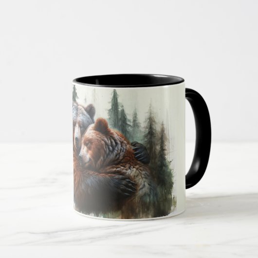 Waterverf Beren rustieke wildernis bruiloft Mok (Voorkant rechts)