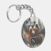 Waterverf Beren rustieke wildernis bruiloft Sleutelhanger (Voorkant Links)