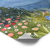 Waterverf Berg Bloemen Bruiloft Welkomstbord Poster (Hoek)