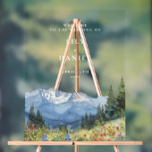 Waterverf Berg Bloemen Huwelijk Welkom Acryl Bord (Neutraal)