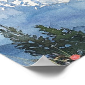 Waterverf Berg Bloemen Trouwstoel Grafiek Poster (Hoek)