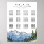 Waterverf Berg Bloemen Trouwstoel Grafiek Poster (Voorkant)