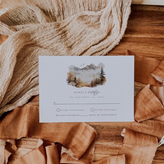 Waterverf Berg Bruiloft RSVP Behuizing Kaart