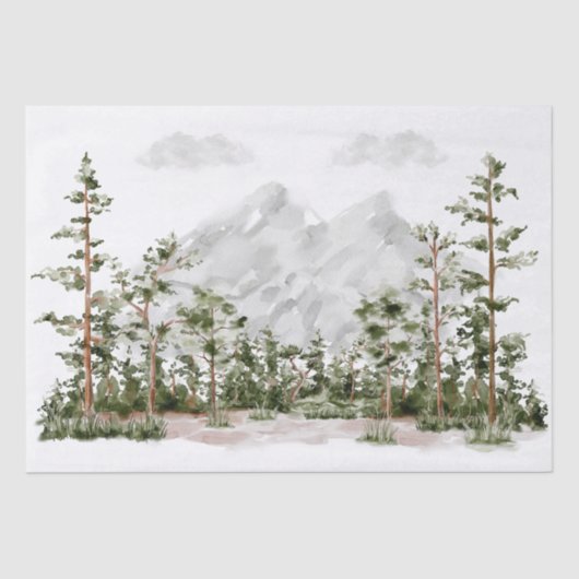 Waterverf Berg en Bos Tissuepapier (Voorkant)