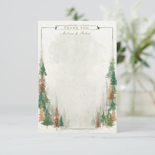 Waterverf Berg Rustieke Bruiloft Dank u kaart (Staand voorkant)