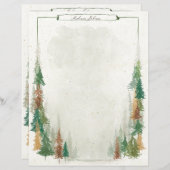 Waterverf berg rustieke monogram papier blad (Voorkant / Achterkant)