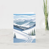 Waterverf berg skiën feestdagen kaart (Voorkant)