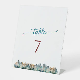 Waterverf Berg Trouwtafel Tafelnummer Reclamebord Met Voetstuk