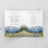 Waterverf Berg Wilde Bloem Elegante Trouwdag Programma (Binnen)
