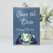 Waterverf Bergen 2 blauw 2 Save The Date (Staand voorkant)