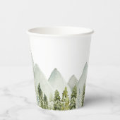 Waterverf Bergen en Bomen Papieren Kopjes Papieren Bekers (Achterkant)