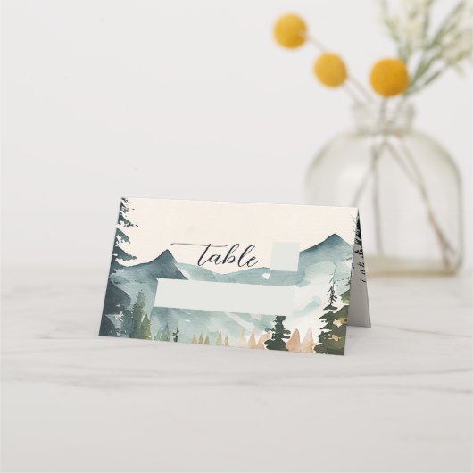 Waterverf bergen en dennen bruiloft (Achterkant)