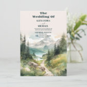 Waterverf bergen en dennenbos kaart (Staand voorkant)