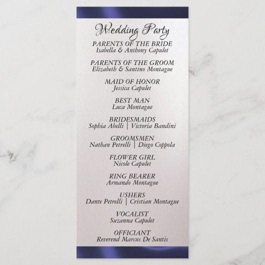 Waterverf Bergen en lint bruiloft Programma (Achterkant)