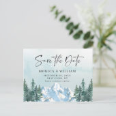 Waterverf bergen Forest Wedding Save the Date Briefkaart (Staand voorkant)