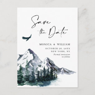 Waterverf bergen Forest Wedding Save the Date Briefkaart