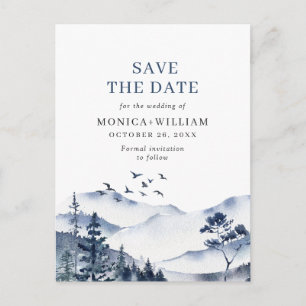 Waterverf bergen Forest Wedding Save the Date Briefkaart