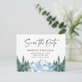Waterverf bergen Forest Wedding Save the Date Briefkaart (Staand voorkant)