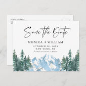 Waterverf bergen Forest Wedding Save the Date Briefkaart (Voorkant / Achterkant)