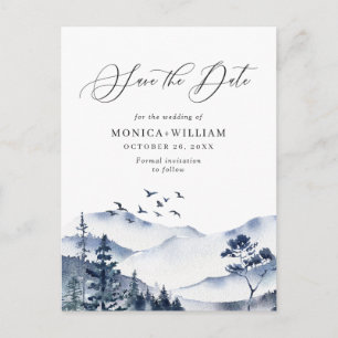 Waterverf bergen Forest Wedding Save the Date Briefkaart