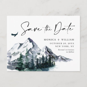Waterverf bergen Forest Wedding Save the Date Briefkaart