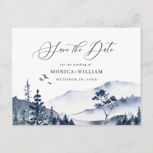Waterverf bergen Forest Wedding Save the Date Briefkaart