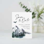 Waterverf bergen Forest Wedding Save the Date Briefkaart (Staand voorkant)