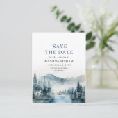 Waterverf bergen Forest Wedding Save the Date Briefkaart (Staand voorkant)