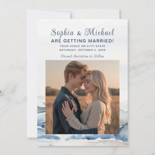 Waterverf Bergen Rustieke bruiloft Save the Date (Achterkant)