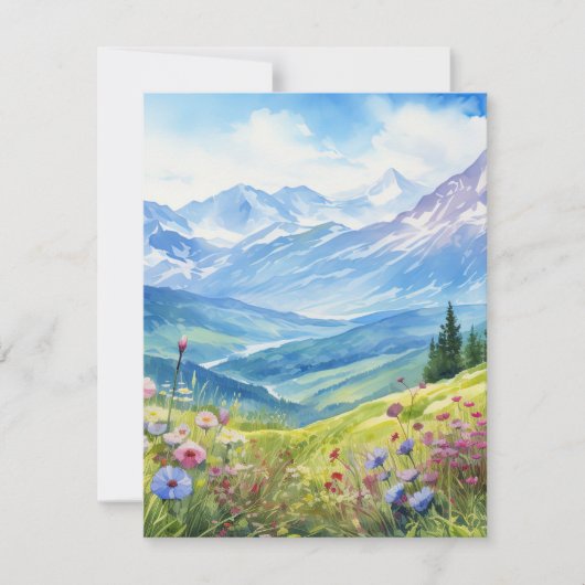 Waterverf berglandschap achtergrond notitiekaartje (Voorkant)