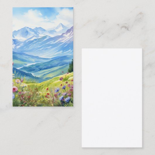 Waterverf berglandschap achtergrond visitekaartje (Voorkant / Achterkant)