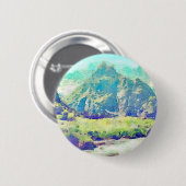 Waterverf Berglandschap Ronde Button 5,7 Cm (Voorkant /achterkant)