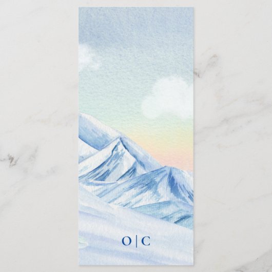 Waterverf Berglandschap Rustic Wedding Menu (Achterkant)